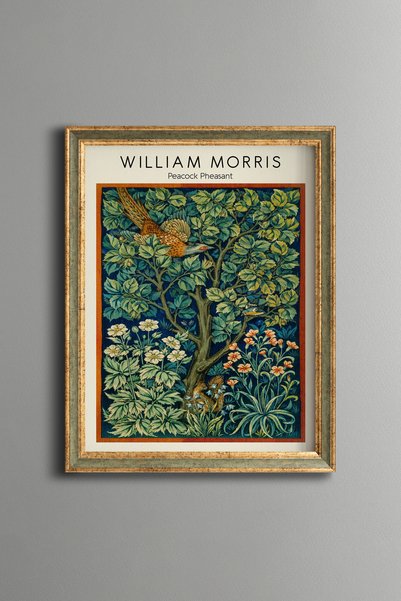 epiqart Blue and Green Floral Pattern - Vintage Patterned Painting - Slim Model