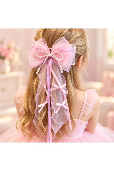 EMKSHOP مشبك شعر للأطفال، بتصميم "فيري" (الجنية)، مزين بالترتر واللؤلؤ، على ش...