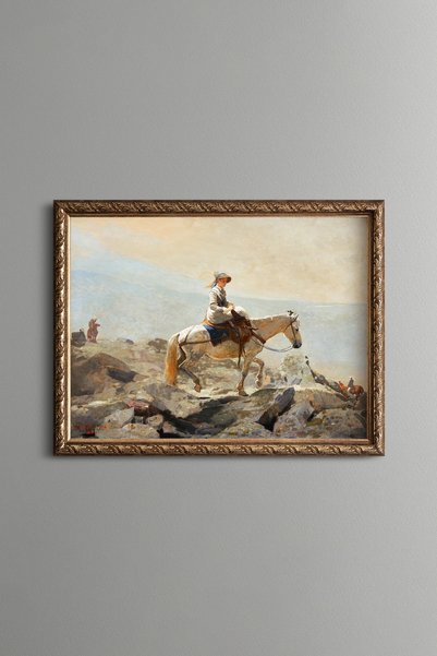 epiqart "طريق الخيل في الجبال البيضاء" - لوحة فنية بنقشة عتيقة - تصميم أنيق.