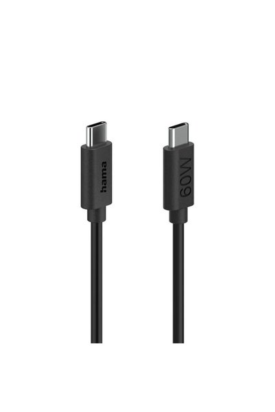 Hama Cablu USB-C la USB-C, 1 m, 3 A, Transfer de date 480 Mbps, Negru