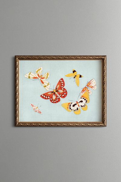 epiqart فراشات يابانية - لوحة فنية بنقشة عتيقة - تصميم أنيق.