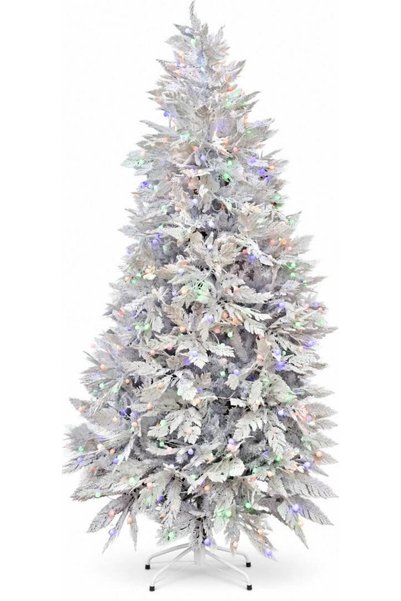 OEM Artificial White Christmas Tree with Snow and Multicolored LED Lights, 21...