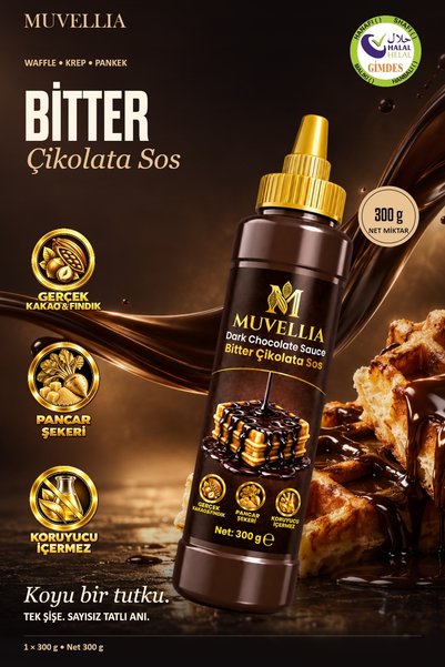 Muvellia Bitter Çikolata Sosu Waffle Krep Pankek 300 g