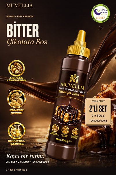 Bitter Çikolata Sosu Waffle Krep Pankek 2'li Set 2x300 g (600 g)