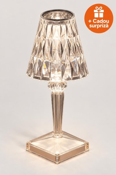 OferteTop Veioză LED din Acril cu Aspect de Cristal, Fără Fir, Reîncărcabilă ...