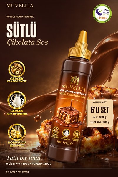 Sütlü Çikolata Sosu Waffle Krep Pankek 6'lı Set 6x300 g (1800 g)