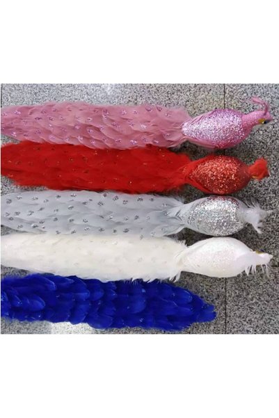 OEM Peacock ornament with feathers 80 cm Red