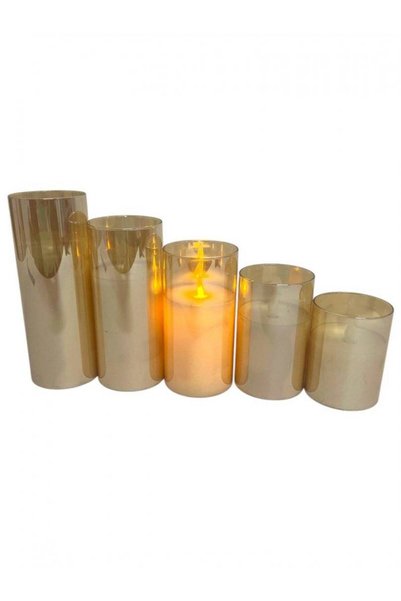 OEM Led Candle In Gilded Glass Cylinder 12.5