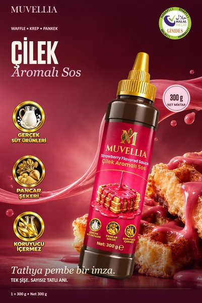 Çilek Aromalı Sos Waffle Krep Pankek 300 g