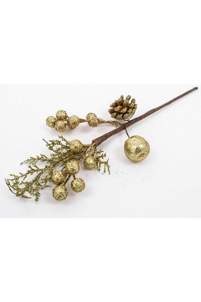 OEM Christmas Decoration Fir Branch, Apple, Gilded Cone 12/set