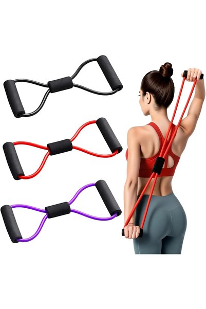 TERRIFI Figure 8 Fitness Resistance Bands with Handles, Exercise Elastic Band...