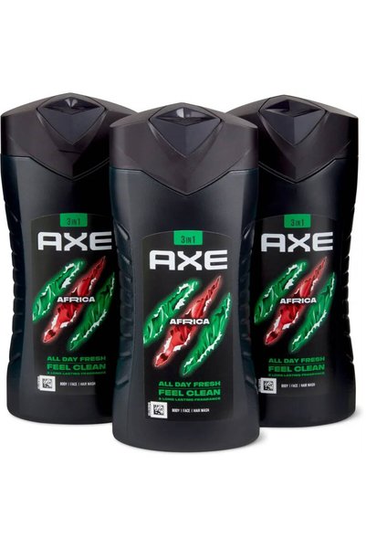 Axe Σετ 3 αφρολυμάτων σώματος 3 σε 1, 3 x 250 ml (750 ml) – Africa, Ice Chill...