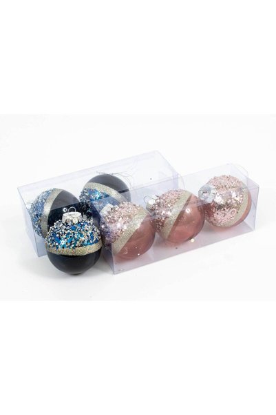 OEM Globuri Craciun Cu Sclipici Sus 3/set 8cm Roz Grena