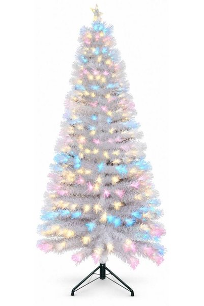 OEM White Artificial Christmas Tree with Fiber Optics and Multicolored LED Li...
