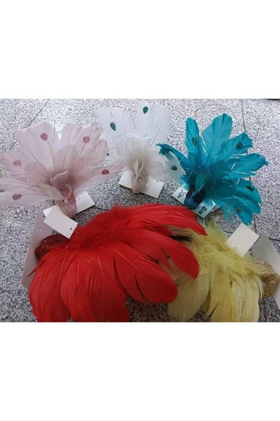 OEM Ornament paun cu pene 18 cm Roz