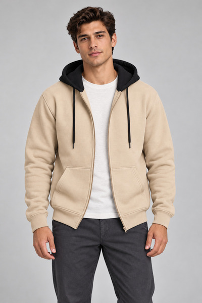 EVIus Unisex Color Block Hooded Zip-Up Sweater