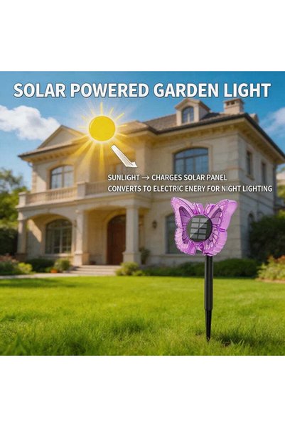 Vivendo Set 2 Lampi Solare LED Fluture RGB 37cm Montaj Perete Sol IP65 5W 4 C...