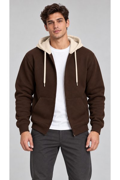 EVIus Unisex Color Block Hooded Zip-Up Sweater