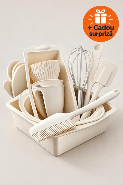 OferteTop Set Forme de Copt din Silicon, 22 Piese, 3 Tăvi, 12 Forme Brioșe, M...