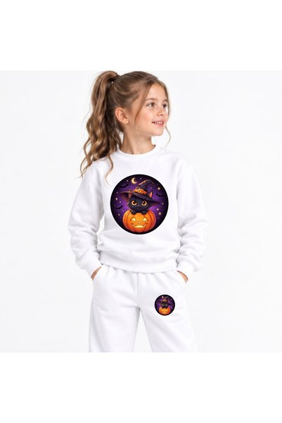 playwear سترة رياضية من Takım، بتصميم قطة مطبوعة، مناسبة للفتيات والفتيان، وي...