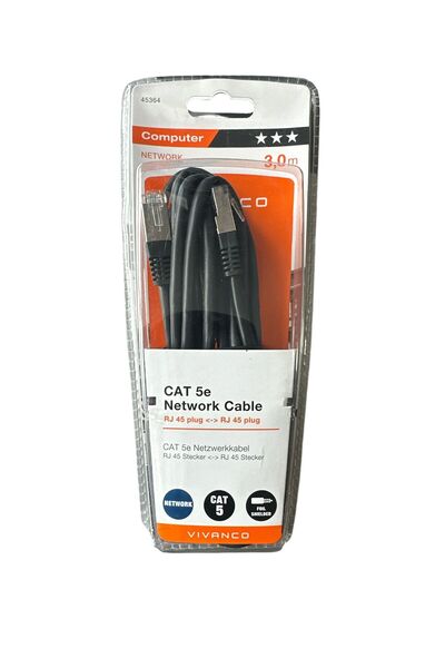 Vivanco Καλώδιο Δικτύου Internet CAT 5e – 3m, RJ45-RJ45, Θωρακισμένο, Για Rou...