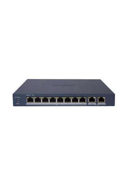 Hikvision Διακόπτης PoE DS-3E1510P-EI/M(B): 8 × θύρες Gigabit PoE, 2 ×