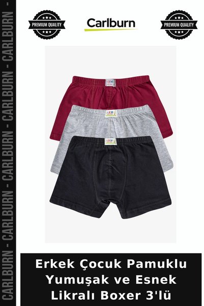 Carlburn Special Series Boys' Cotton Soft and Stretchy Lycra Boxer Briefs, 3-...