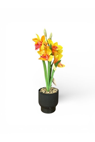 fara marca Plantă artificială decorativă cu flori de orhidee Cymbidium în ghi...