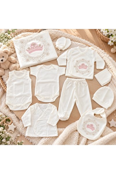 Pure Boutique Newborn set 10 pieces made of Cotton, bodysuit, pants with boot...