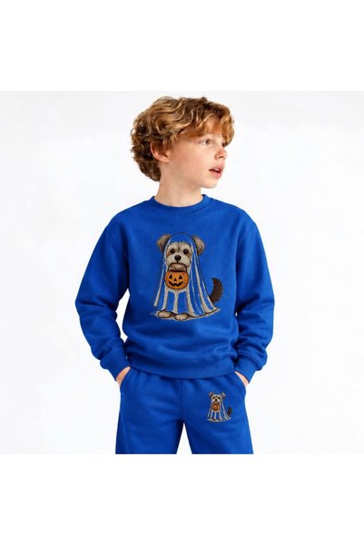 playwear Team Sweatshirt Halloween-Dog Printed Girls Boys Children's Crew Neck