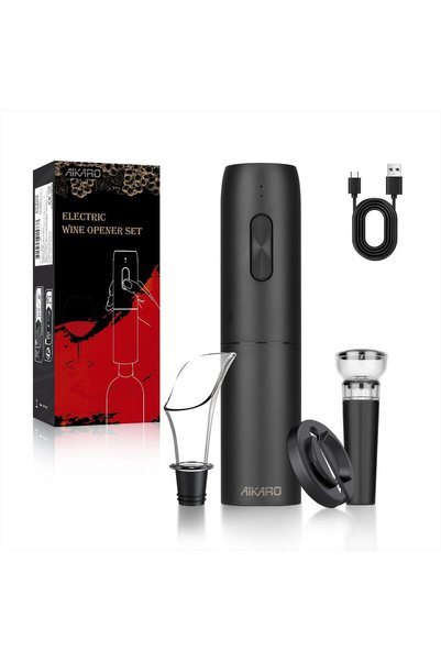 AIKARO - Electric Wine Bottle Opener Automatic Corkscrew, Rechargeable (Set A)