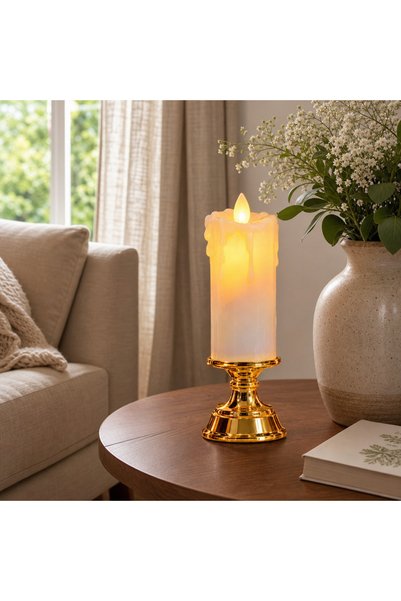 Vivendo Premium LED Candle with Realistic Flame, Melted Wax Effect and Elegan...