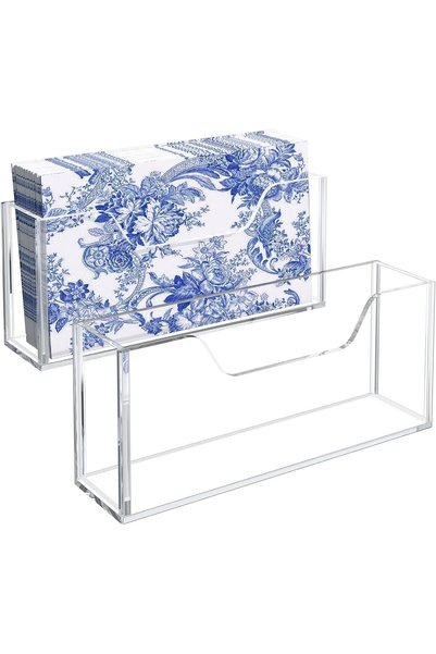 KASTWAVE Acrylic Guest Towel Napkin Holder for Table, 2pcs Clear Disposable H...