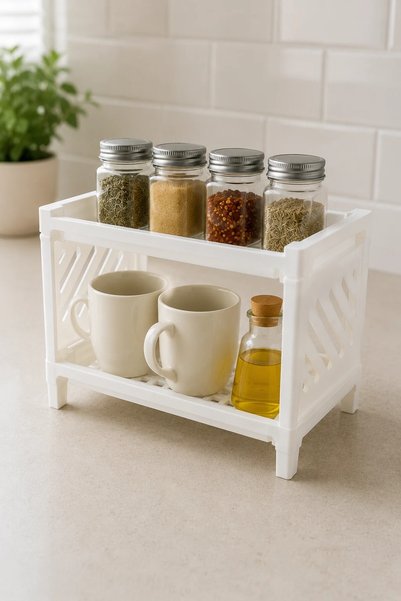 Snow Homs 2-Tier Organizer Shelf, Plastic with Perforated Base, Countertop Or...