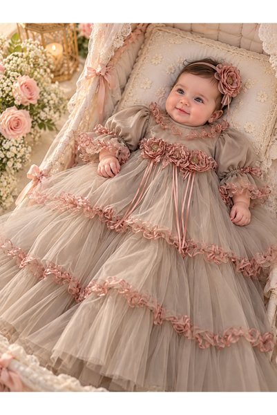 special gift house فستان أطفال حديثي الولاده لحفل السابع مكون من 3قطع ( فستان...