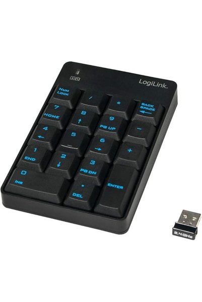 LogiLink Id0120 Wireless Keypad Number Pad 18 Keys, Black