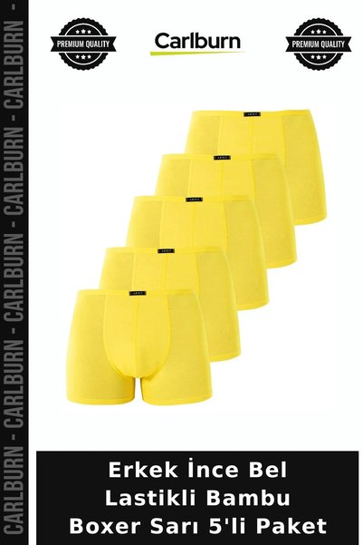Carlburn Premium Men's Slim-Fit Bamboo Boxer Shorts, Yellow, Pack of 5, for E...