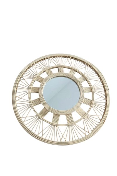 fara marca Oglindă decorativă rotundă din bambus – 44,5 cm, design radial tip...