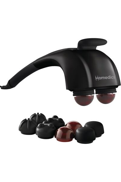 Homedics Handheld Back Massager, Dual Node Heated Back, Neck, and Body Percus...