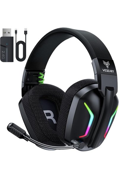 WESEARY Wireless Gaming Headsets for PC, PS5, PS4, Switch, Mac, 2.4GHz Wirele...