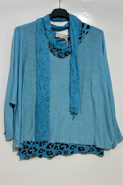 AYASOFYA OTANTIK Women's Italian Leopard Print Flannel Cotton Knit Sleeveless...