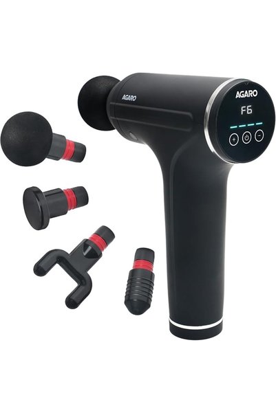 AGARO Galaxy Gun Massager, 4 Heads, 6 Speed, Rechargeable, Handheld, Percussi...
