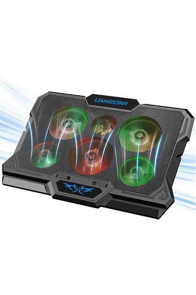 LIANGSTAR Laptop Cooling Pad, Laptop Cooler with 6 Quiet Fans RGB 7 Color Lig...
