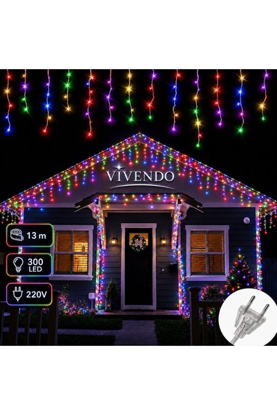 Vivendo Instalație de Crăciun, 300 LED-uri, 13 m, tip perdea cu franjuri de ț...
