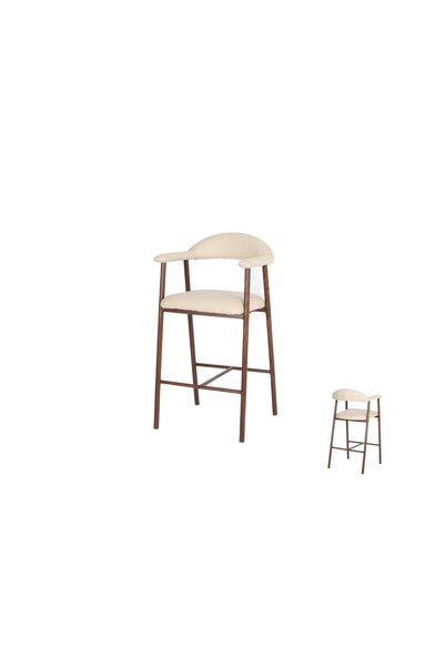 IN HOME STORE كرسي بار مودرن بمسند للظهر وتصميم خشبي أنيق