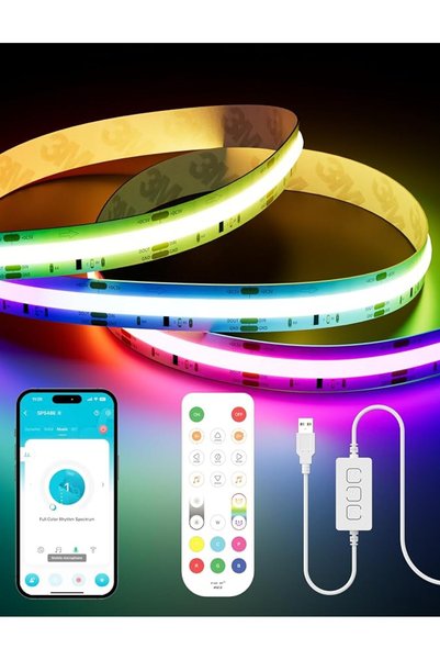 PAUTIX شريط إضاءة LED ذكي RGB بجهد 5 فولت، بتقنية IC COB، بطول 9.84 قدم/2.99 ...