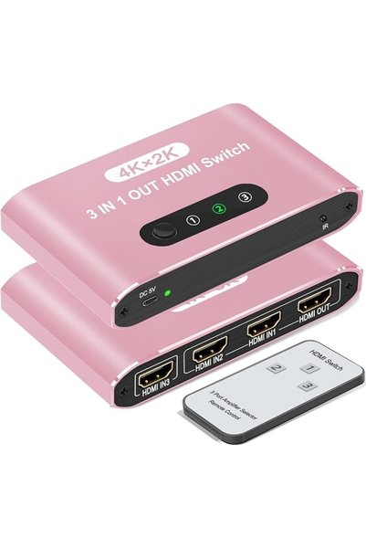 GENERAL محول HDMI، 3 مداخل و1 مخرج، يدعم دقة 4K بمعدل 30 هرتز، مع جهاز تحكم ع...