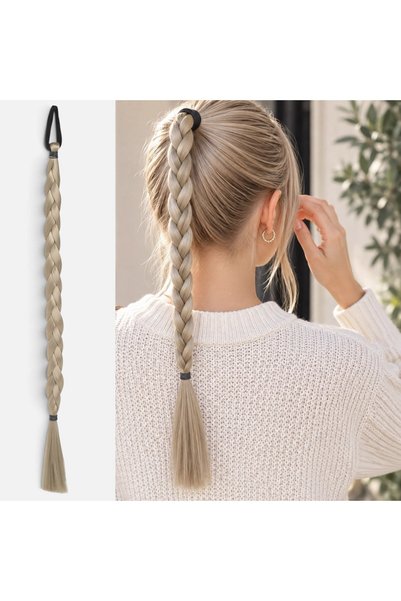 DD SHOP Extensie par cu coada impletitura, par sintetic blond, 50 cm lungime ...