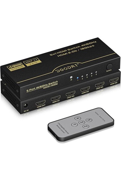 DGODRT موزع ومبدل إشارة HDMI متعدد الوظائف (5 مداخل، مخرج واحد)، يدعم دقة 4K ...