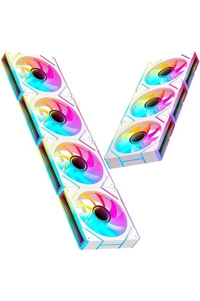 GENERAL 7 Pack 120mm ARGB PC Fans, 4 Forward+3 Reverse, PWM, 28 LED-White